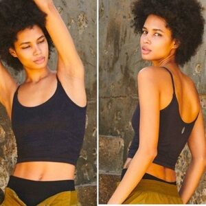 NWT! FP Movement Rouched Scrunch black tank with bra support